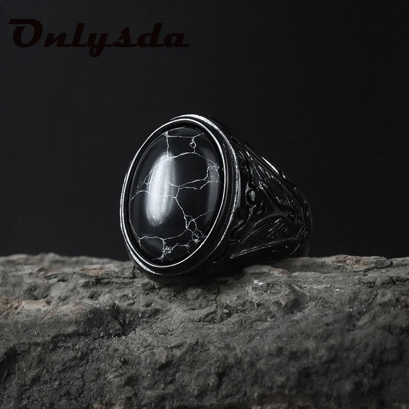 Stainless Steel Jewelry Ring Men Black Stone Rings Charm Fashion Male Women Finger Band Engagement Wedding Gift-Dollar Bargains Online Shopping Australia