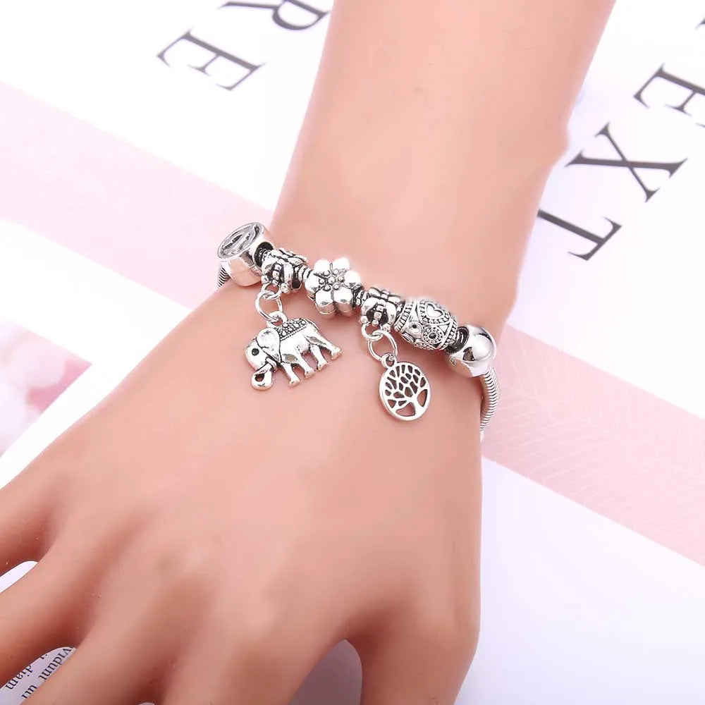 Charm Bracelet & Bangles Jewelry white butterfly Crown Beads Bracelets Brands Bracelets Fit Women Girl Friendship Gift-Dollar Bargains Online Shopping Australia