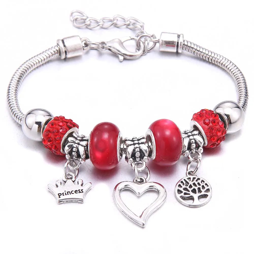 Charm Bracelet & Bangles Jewelry white butterfly Crown Beads Bracelets Brands Bracelets Fit Women Girl Friendship Gift-Dollar Bargains Online Shopping Australia