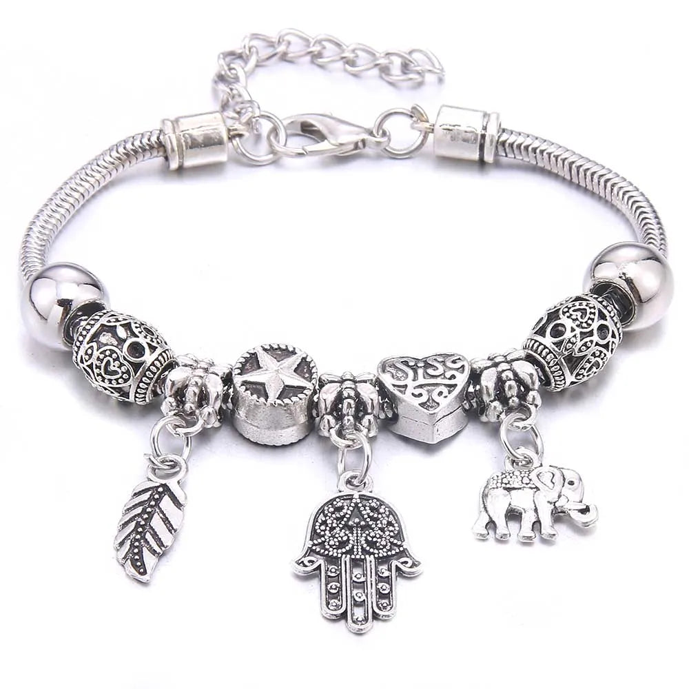 dragonfly owl Shape Crystal Charm Bracelets Beads Bracelet Women DIY Beads Brand Bracelets & Bangles Jewelry Gift-Dollar Bargains Online Shopping Australia