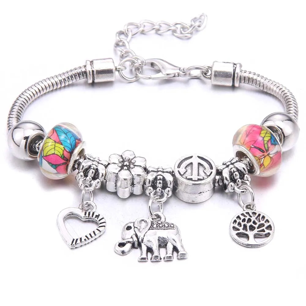 dragonfly owl Shape Crystal Charm Bracelets Beads Bracelet Women DIY Beads Brand Bracelets & Bangles Jewelry Gift-Dollar Bargains Online Shopping Australia