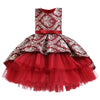 Vintage Wedding Ceremony Red Flower Girls Dress Opening Party Elegant Bridesmaid Girl Princess Dress Trailing Kids-Dollar Bargains Online Shopping Australia