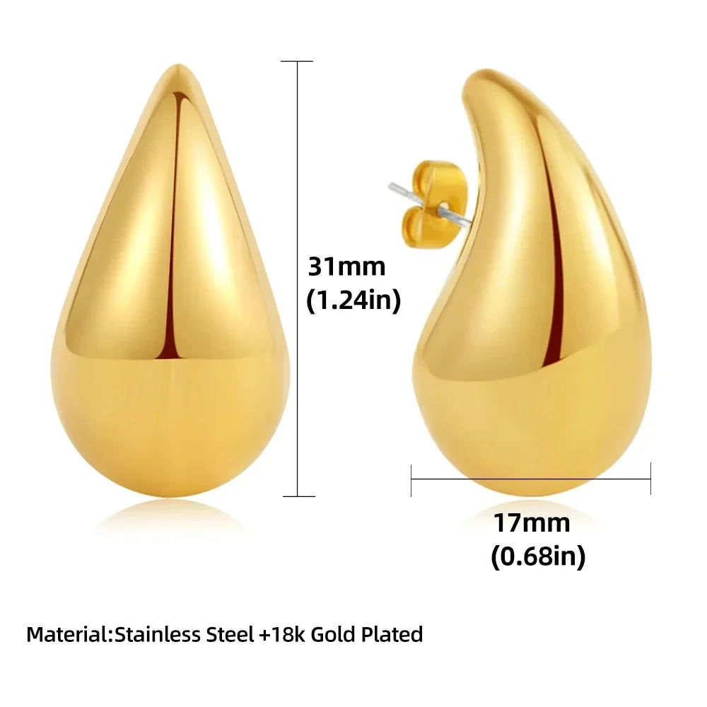 Stainless Steel Gold Plated Tear Drop Earrings Dupes for Women Lightweight Smooth Metal Waterdrop Hoop Earrings-Dollar Bargains Online Shopping Australia