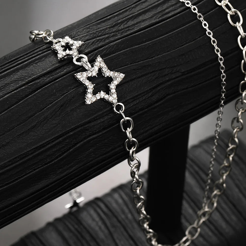 Y2K Star Zircon Pendant Necklace for Women Luxury Sweet Cool Girl Punk Heart Clavicle Chain 2023 New Fashion Jewelry Party Gift-Dollar Bargains Online Shopping Australia