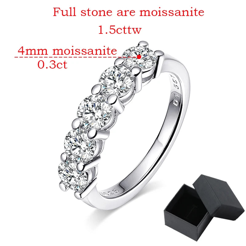 Moissanite Ring for Women Stone Match Diamond Wedding Band Bride S925 Sterling Silver-Dollar Bargains Online Shopping Australia