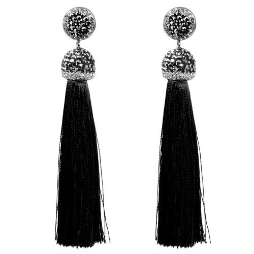 Long Tassel Earrings Handmade Bohemian Unusual Silk Crystal Dangle Drop Hanging Earrings-Dollar Bargains Online Shopping Australia