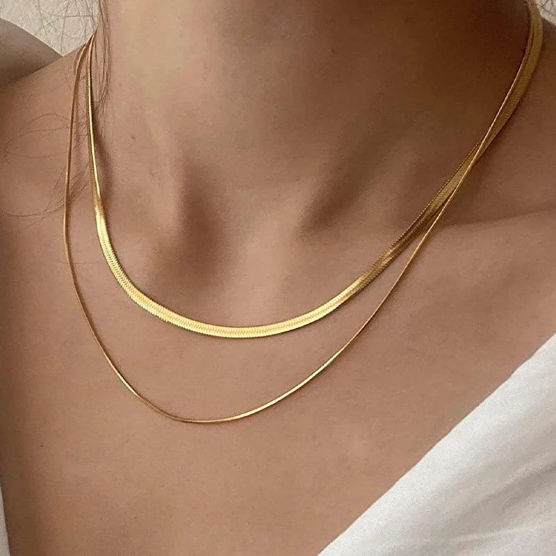 Creative V-shaped Necklace For Women Flat Snake Chain Choker Fashion Blade Chains Neck Accessories Jewelry Gift-Dollar Bargains Online Shopping Australia