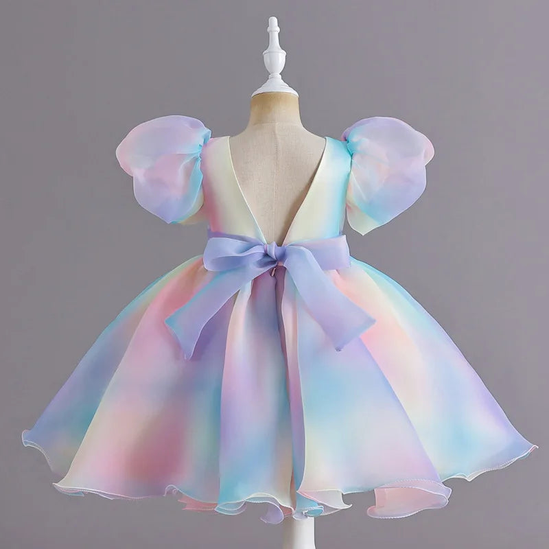 Rainbow Tutu Girls Party Dress Pageant Children Costume Princess Kids Bridesmaid Clothes For Birthday Wedding Gowns-Dollar Bargains Online Shopping Australia