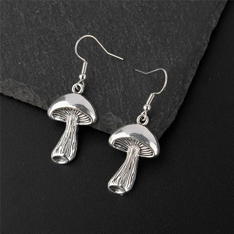 Vintage Bohemian Style Gothic Mushroom Decorative Hoop Earrings Niche Alloy Jewellery Creative Gifts for Women Girls-Dollar Bargains Online Shopping Australia