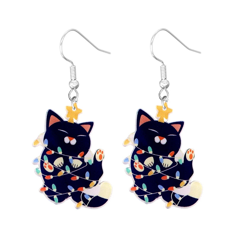 Cute Cat Design Dangle Earrings Acrylic Jewelry Adorable Gift For Women Girls Daily Casual Frog Bee Pig Hamster-Dollar Bargains Online Shopping Australia