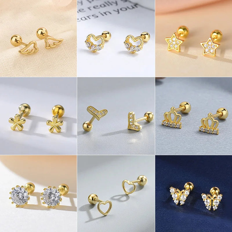 Fashion Gold Color Butterfly Tragus Piercings for The Ear Helix Stud Earrings for Women Tibetan Charm Ear Bone Piercing Jewelry-Dollar Bargains Online Shopping Australia