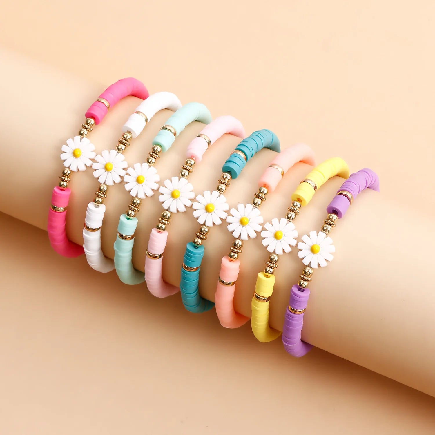 Flower Daisy Bracelets for Women Y2K Accessories Multicolor Polymer Clay Beads Bracelet Bohemia Summer Girl Beach Jewelry-Dollar Bargains Online Shopping Australia