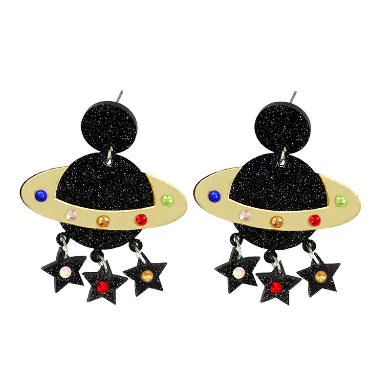 Earrings For Women UFO Acrylic Astronaut Star Lightning Cat Cute Hip Hop Exaggeration Special Creativity Jewelry Rainbow-Dollar Bargains Online Shopping Australia