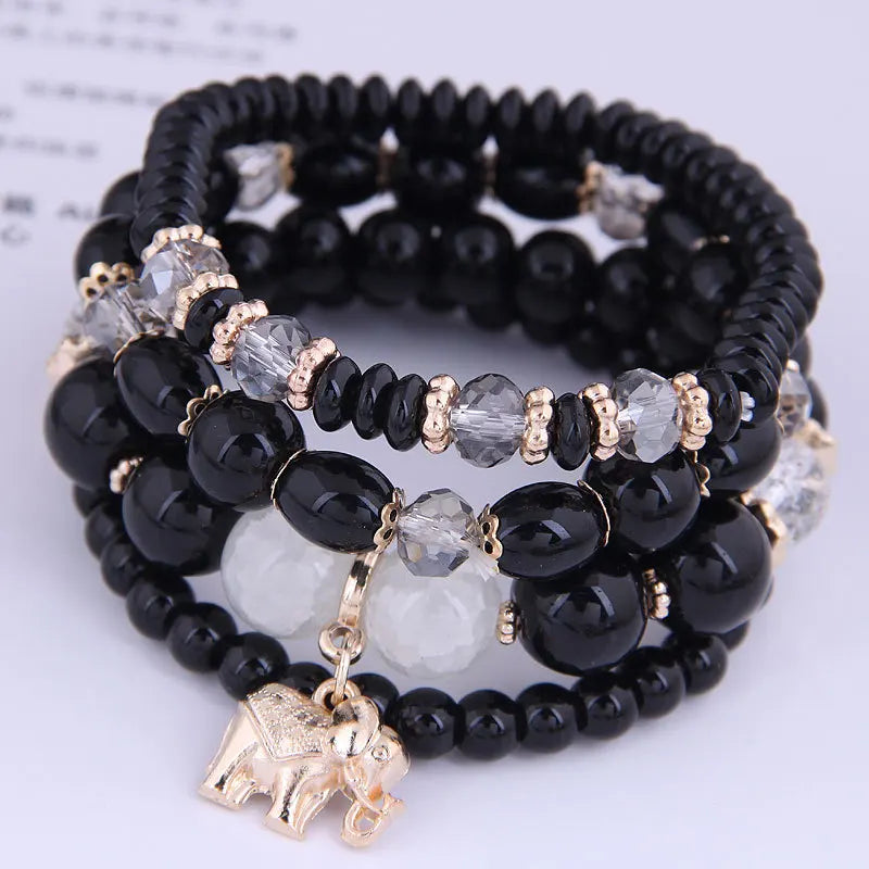 Bohemian Pink Crystal Beads Heart Charm Bracelets Women Girls Ethnic Tree Of Life Charm Wrap Bracelet-Dollar Bargains Online Shopping Australia