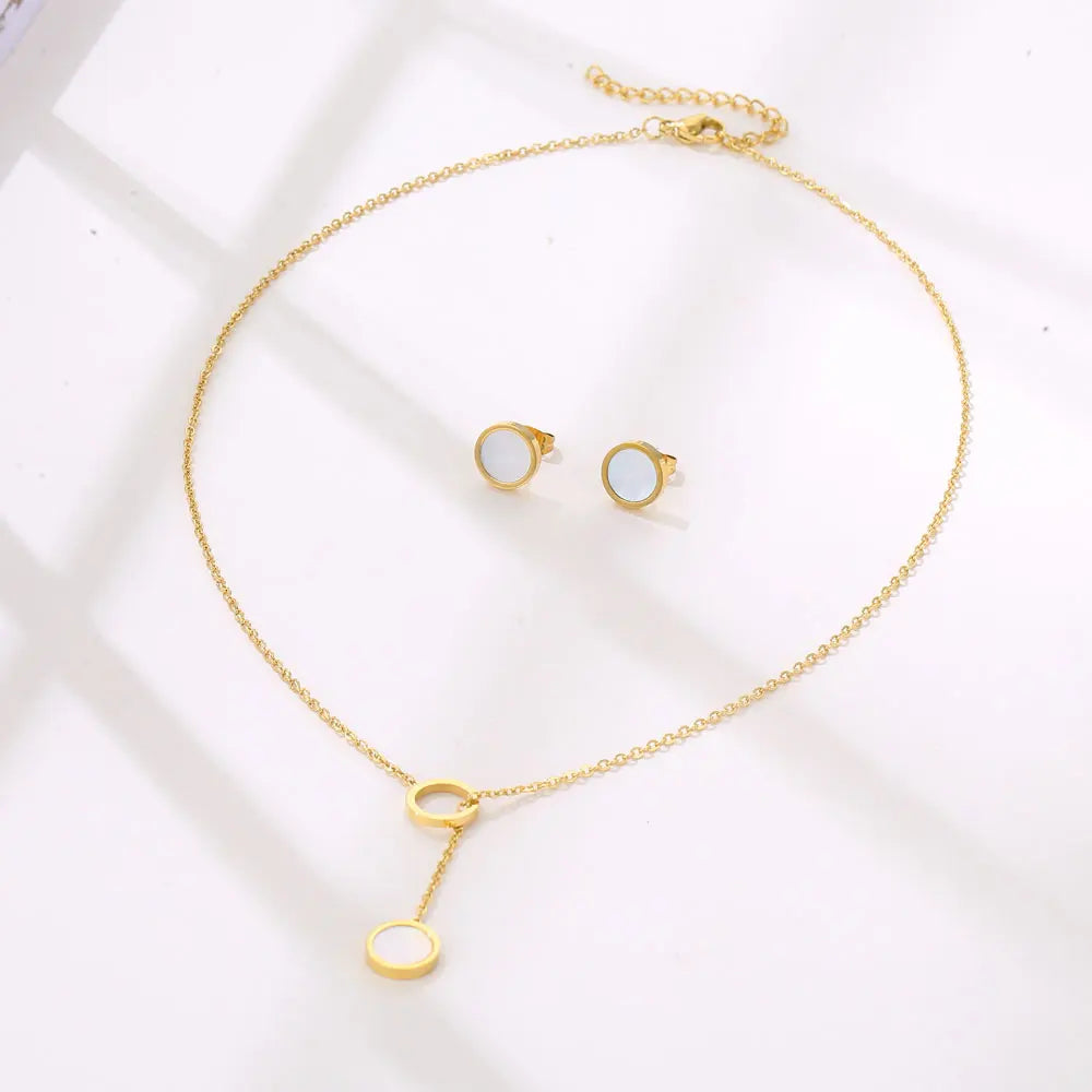 Light Luxury Elegant Delicate Geometry Pendant Charm Chain Korean Fashion Necklace For Women Stainless Steel Jewelry Set-Dollar Bargains Online Shopping Australia