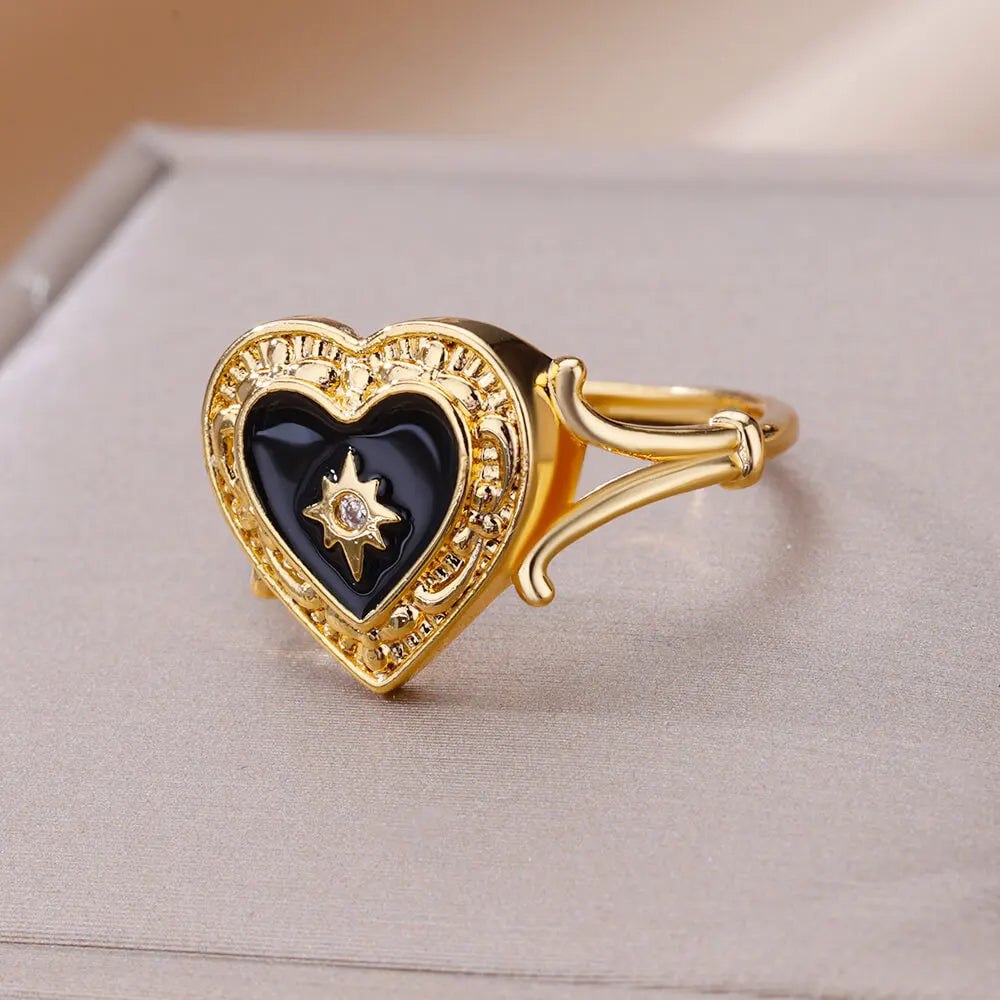 Ring for Women Colorful Cubic Zircon Heart Opening Adjustable Ring Fashion Jewelry Wedding Gift-Dollar Bargains Online Shopping Australia