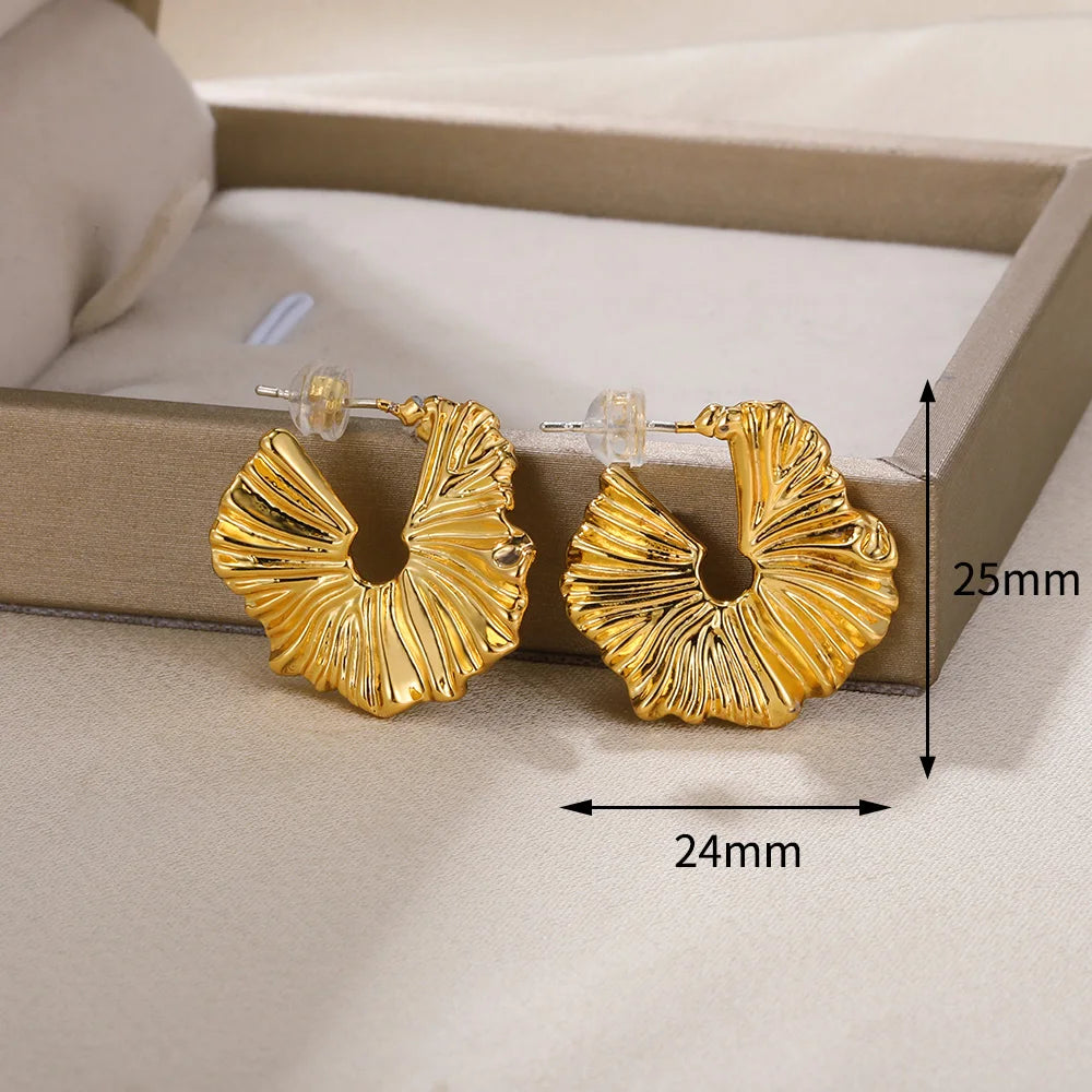 Vintage Stainless Steel Geometric Earrings For Women Personalized Fan-shaped Stud Earrings Party-Dollar Bargains Online Shopping Australia