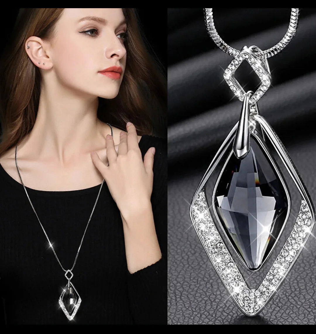 Long Necklaces & Pendants Fashion Geometric Crystal Statement Necklace For Women Collier Femme Pearl Choker-Dollar Bargains Online Shopping Australia