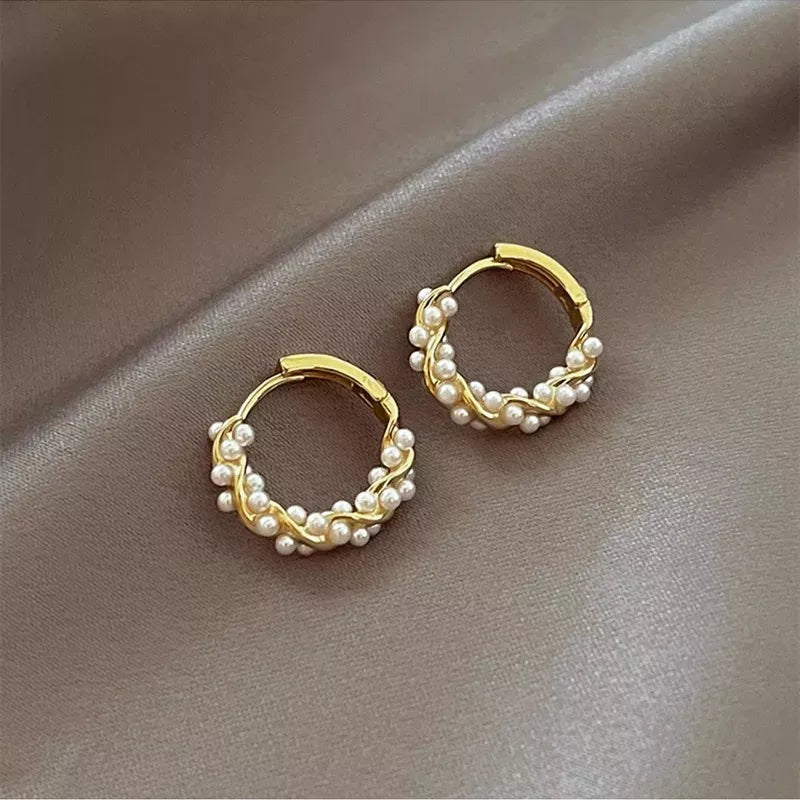 Simple Temperament Circle Pearl Earrings Fashion Small Versatile Earrings Women's Jewelry-Dollar Bargains Online Shopping Australia