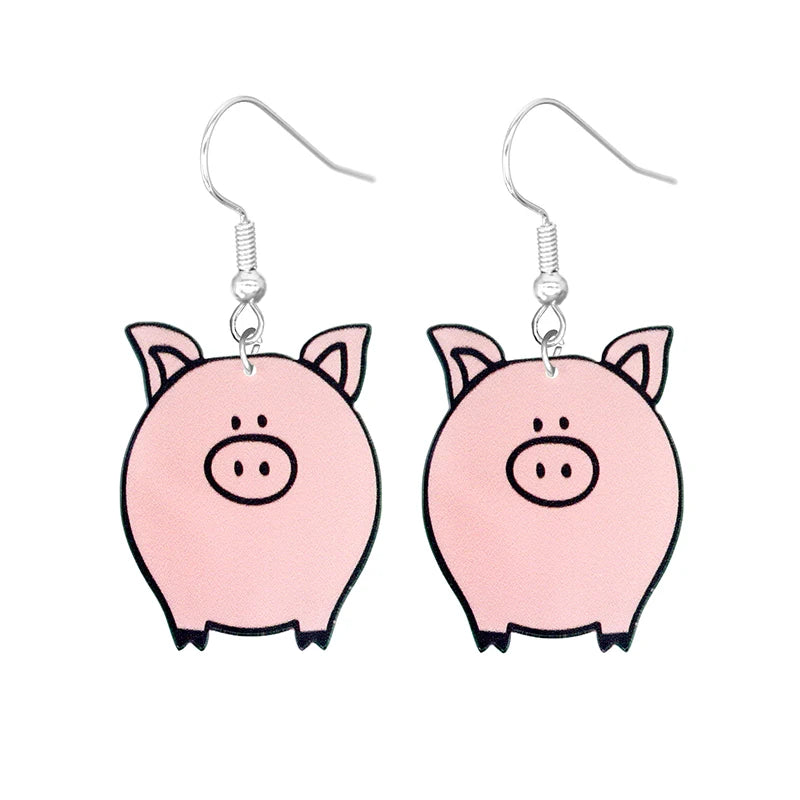 Cute Cat Design Dangle Earrings Acrylic Jewelry Adorable Gift For Women Girls Daily Casual Frog Bee Pig Hamster-Dollar Bargains Online Shopping Australia