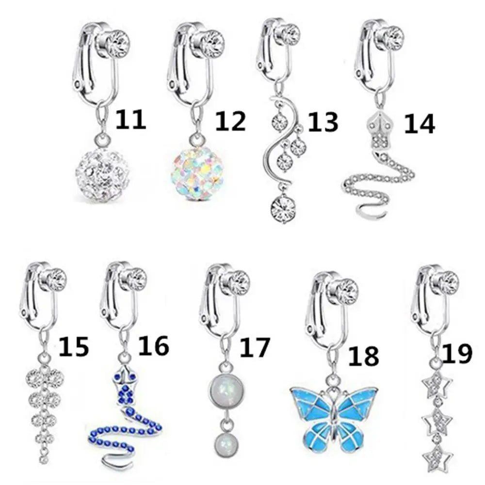 Faux Fake Belly Ring Fake Belly Piercing Non Piercing Umbilical Navel Belly Ring Button Cartilage Clip on Earrings Body Jewelry-Dollar Bargains Online Shopping Australia