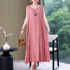 Vintage Summer Dress Vestido Print Natural Regular Sleeveless O-neck Cotton Dresses Women Clothing Plus Size-Dollar Bargains Online Shopping Australia