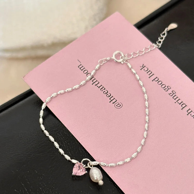 Silver Geometric Bead Pearl Punk Irregular Asymmetric Adjustable Bracelet For Woman Girl Fashion Jewelry-Dollar Bargains Online Shopping Australia