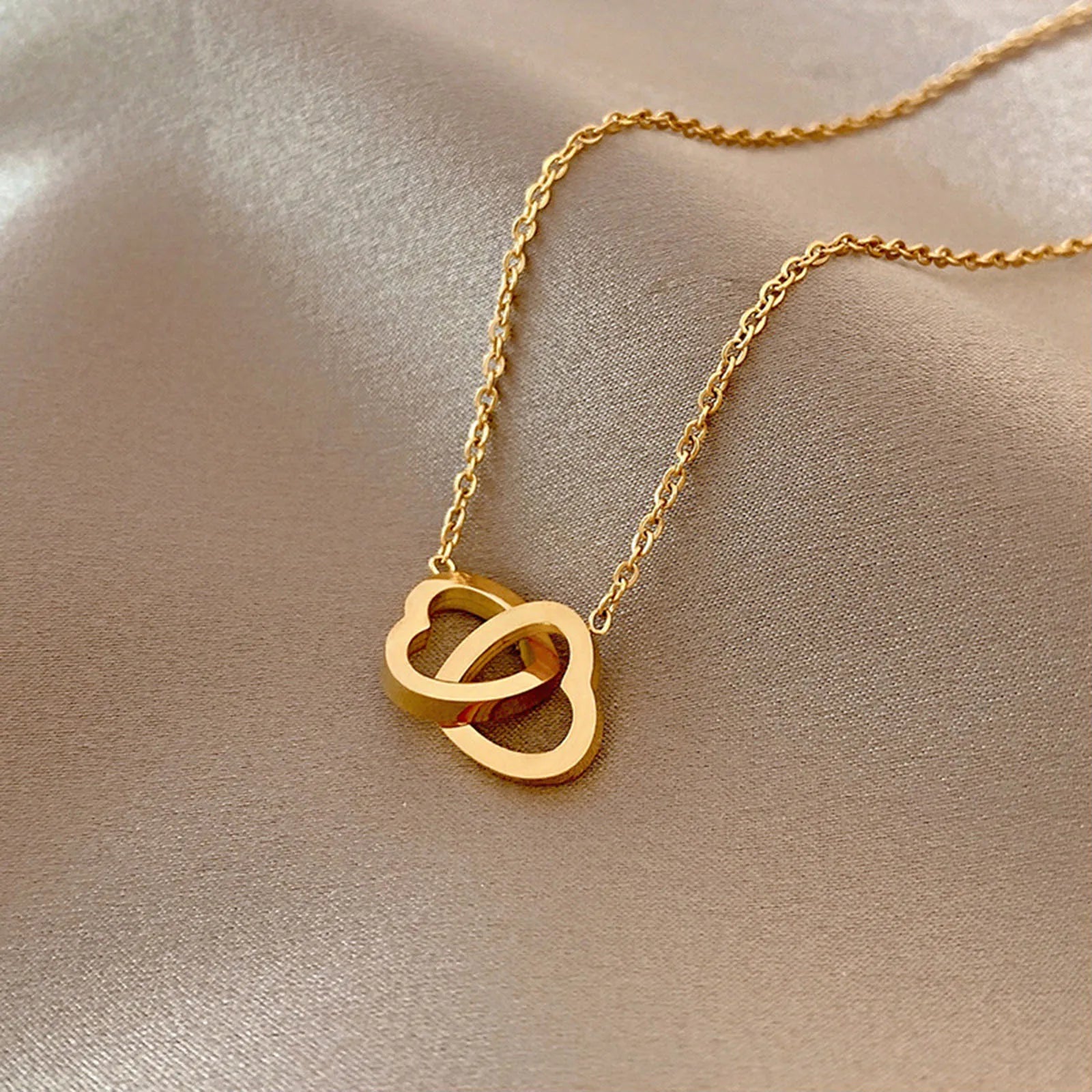 Gold Color Stainless Steel Necklace For Women Jewelry Limited Pearl Beads Heart Pendant Necklace Birthday Gift-Dollar Bargains Online Shopping Australia