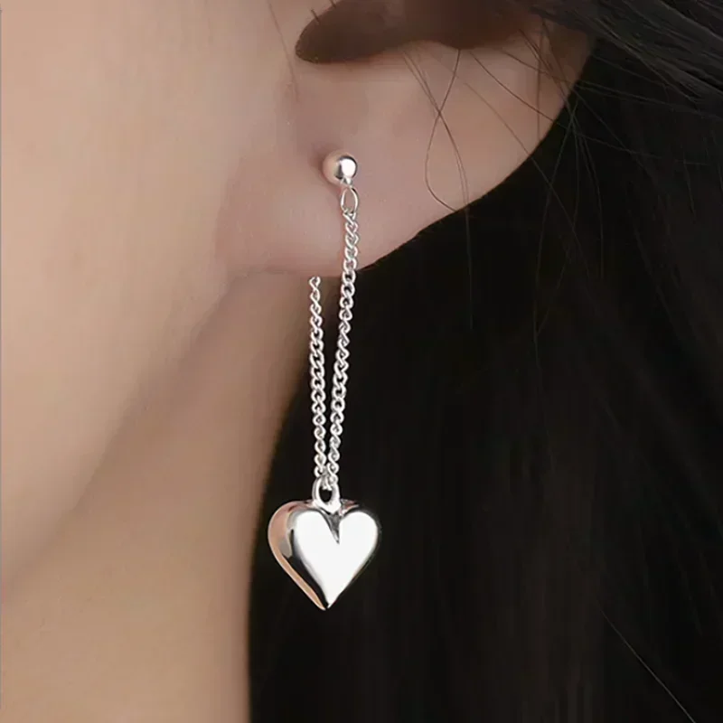 Silver Earrings for Women Heart Chain Earring Jewelry Prevent Allergy Party Accessories Gift Earrings for Women-Dollar Bargains Online Shopping Australia