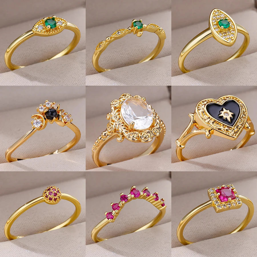 Ring for Women Colorful Cubic Zircon Heart Opening Adjustable Ring Fashion Jewelry Wedding Gift-Dollar Bargains Online Shopping Australia