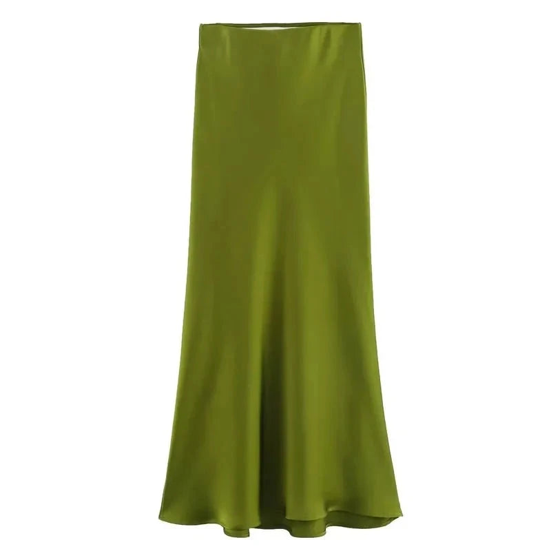 Women's Skirts Basic Satin Skirt High Waist Stylish Long Skirts Midi Chic And Elegan-Dollar Bargains Online Shopping Australia