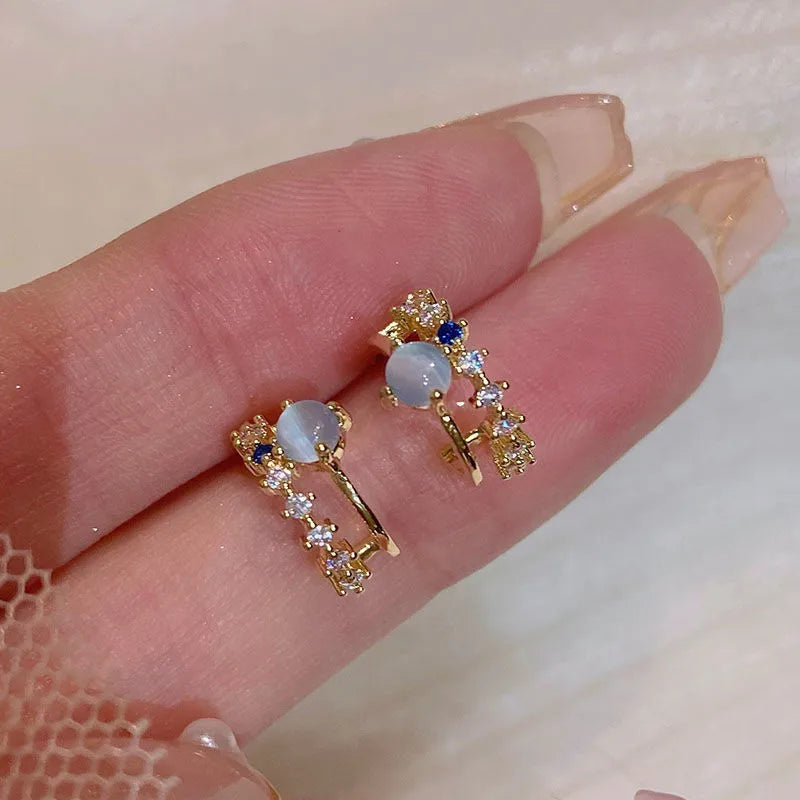 Korean Vintage Pearl Crystal Earrings For Women Jewelry High-class Luxury Zircon Flower Butterfly Leaf Women's Stud Earrings-Dollar Bargains Online Shopping Australia