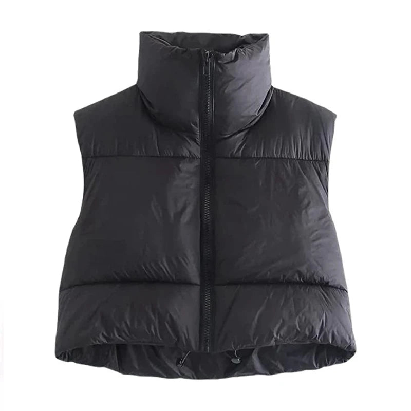 Women's Short Cotton Down Vest Short Stand-up Collar Warm Sleeveless Quilted Vest Outdoor Travel Jacket Tops-Dollar Bargains Online Shopping Australia