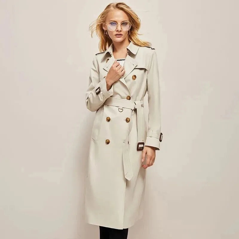 Women's Trench Coat Outerwears Double Breasted Pockets Overcoat Female-Dollar Bargains Online Shopping Australia