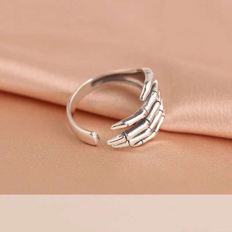 925 Sterling Silver Skeletal Hand Open Rings For Women Party Luxury Designer Jewelry-Dollar Bargains Online Shopping Australia