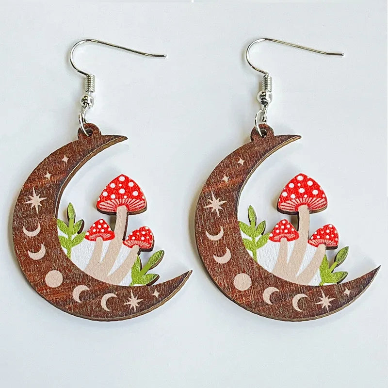 Vintage Bohemian Style Gothic Mushroom Decorative Hoop Earrings Niche Alloy Jewellery Creative Gifts for Women Girls-Dollar Bargains Online Shopping Australia