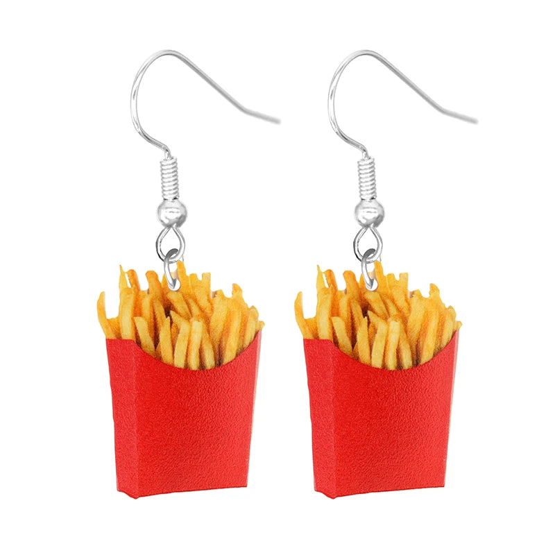 Food Earring 2D Handmade Cute Interesting Taco Corn Crunchy Burger Biscuits French Fries Ice Cream Cheese Cute-Dollar Bargains Online Shopping Australia