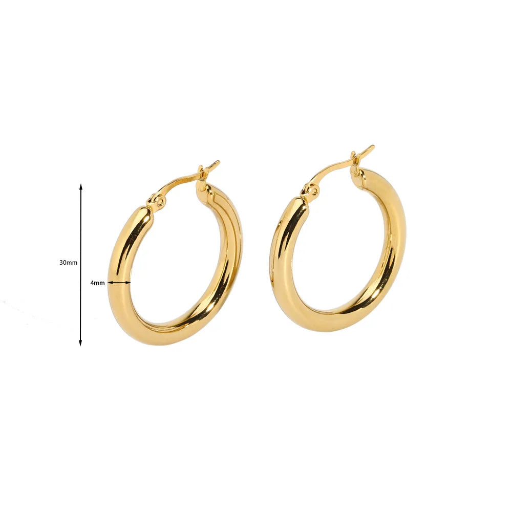 18k Gold Plated Stainless Steel Luxury Statement Circle Hoop Earring Women Teenager Girls Jewelry Non Tarnished-Dollar Bargains Online Shopping Australia