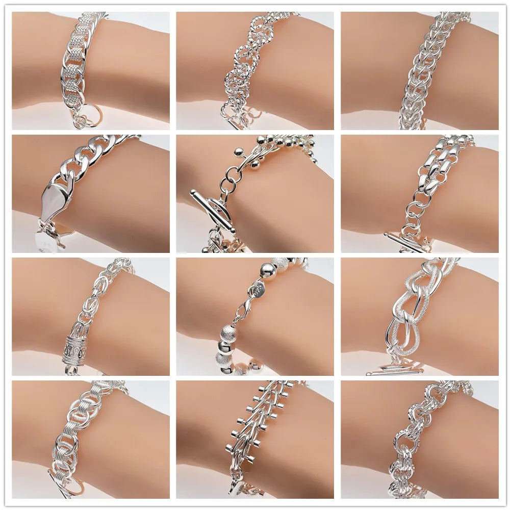 Silver Bracelet Elegant Chain High Quality Jewelry For Men Women Christmas Gifts-Dollar Bargains Online Shopping Australia