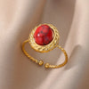 Opal Stone Rings For Women Vintage Wedding Open Adjustable Finger Ring Fashion-Dollar Bargains Online Shopping Australia