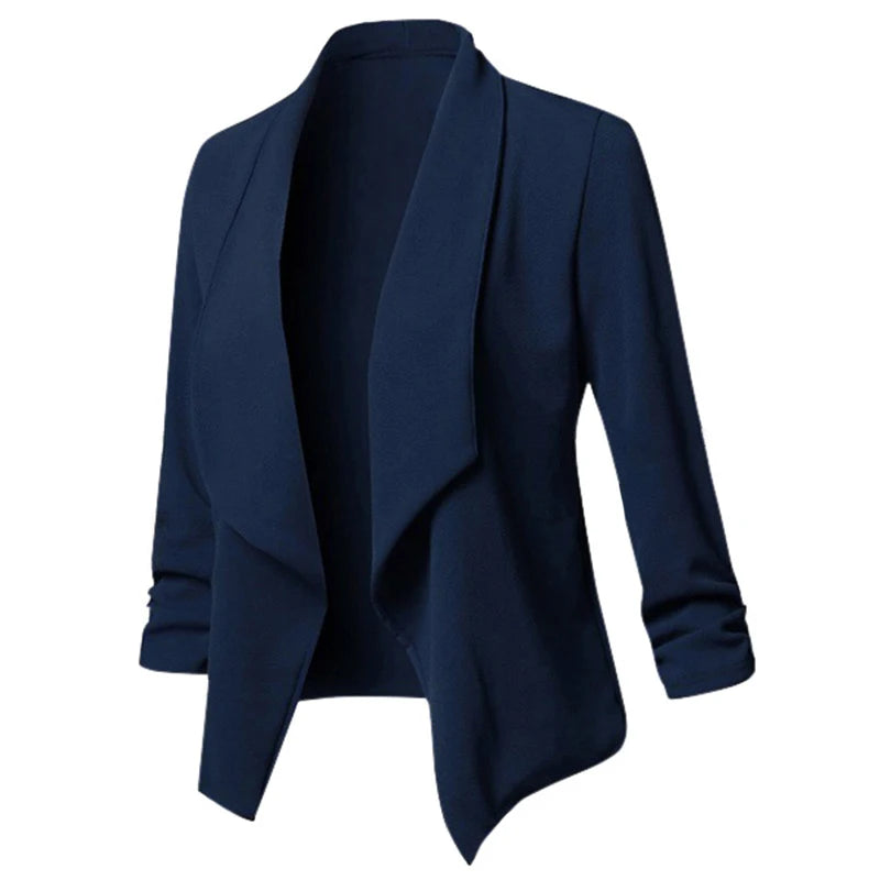 Women Thin Blazers Cardigan Coat Long Sleeve Female Jackets Ruched Asymmetrical Casual Business Suit Outwear-Dollar Bargains Online Shopping Australia