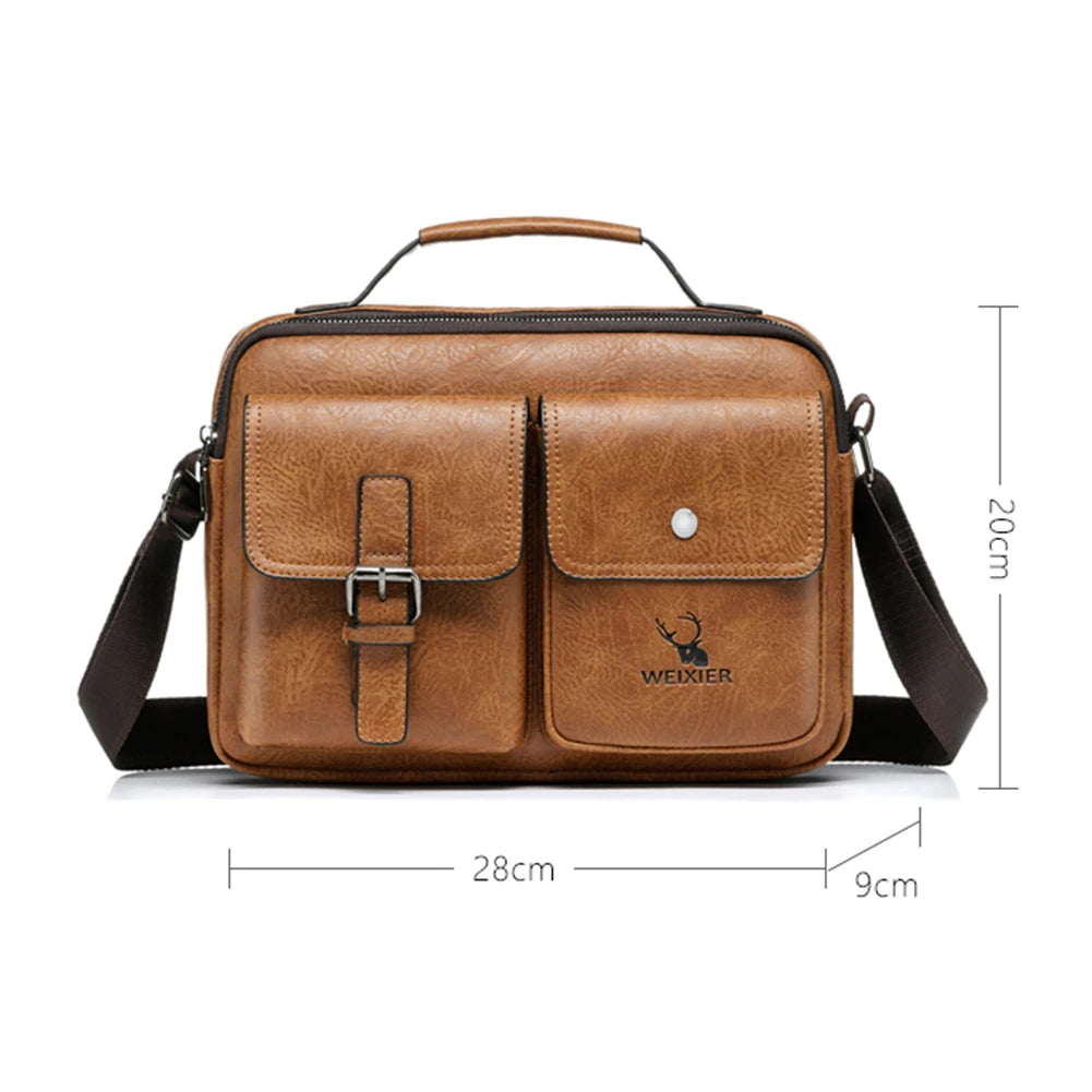 Men Shoulder Portable Leather Handbag Business Briefcase Multi Pockets Crossbody Bag Sling Bag-Dollar Bargains Online Shopping Australia