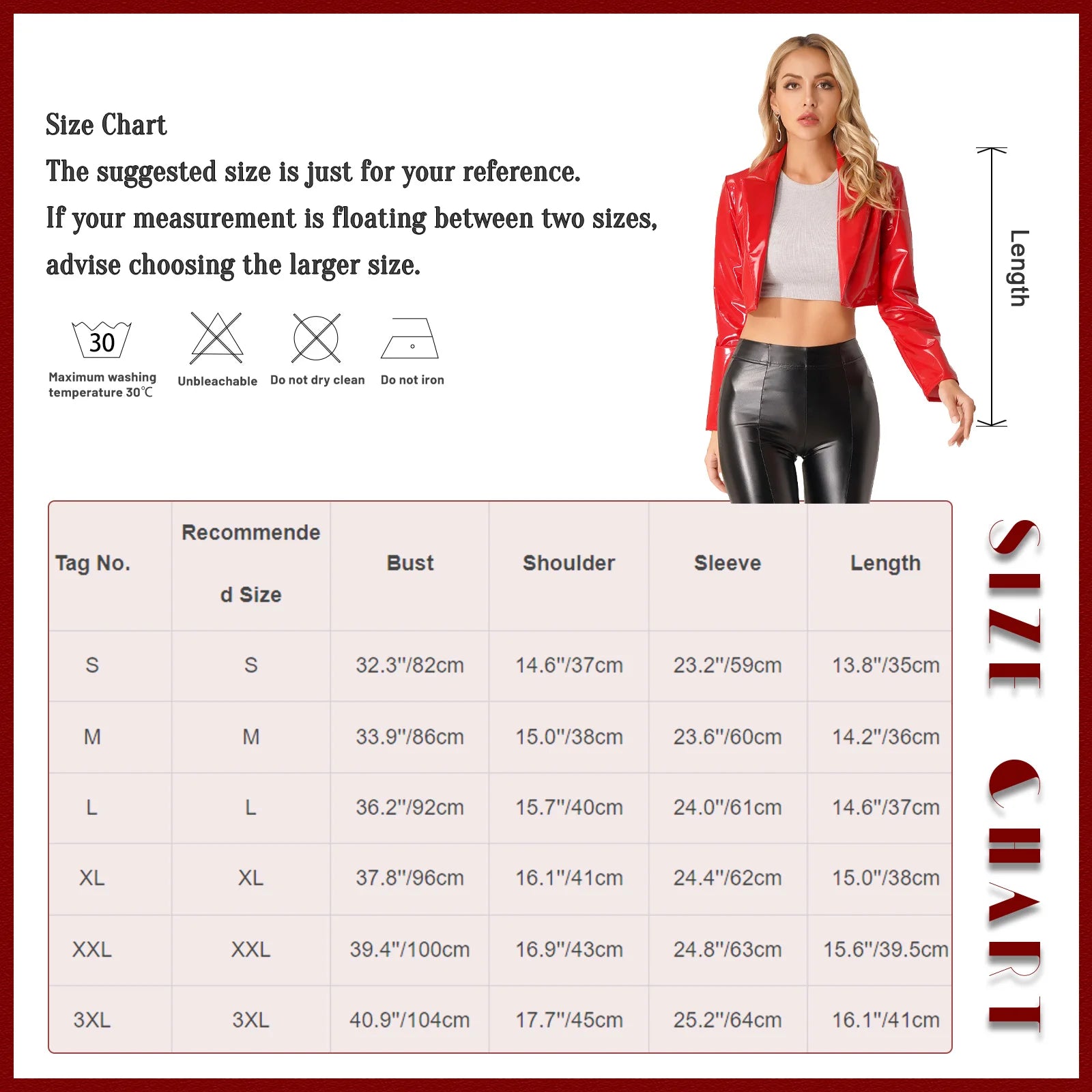 Women's Glossy Leather Jacket Wetlook Blazer with Lapels Short Jacket Latex Leather Long Sleeve Cropped Coat Rave Party Clubwear-Dollar Bargains Online Shopping Australia