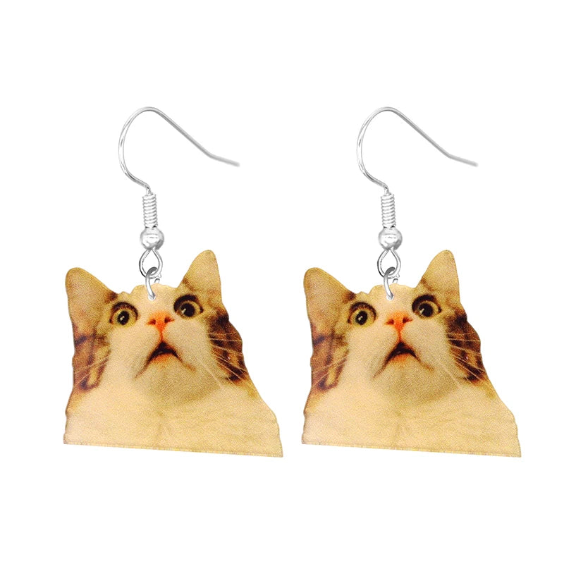 Cute Cat Design Dangle Earrings Acrylic Jewelry Adorable Gift For Women Girls Daily Casual Frog Bee Pig Hamster-Dollar Bargains Online Shopping Australia