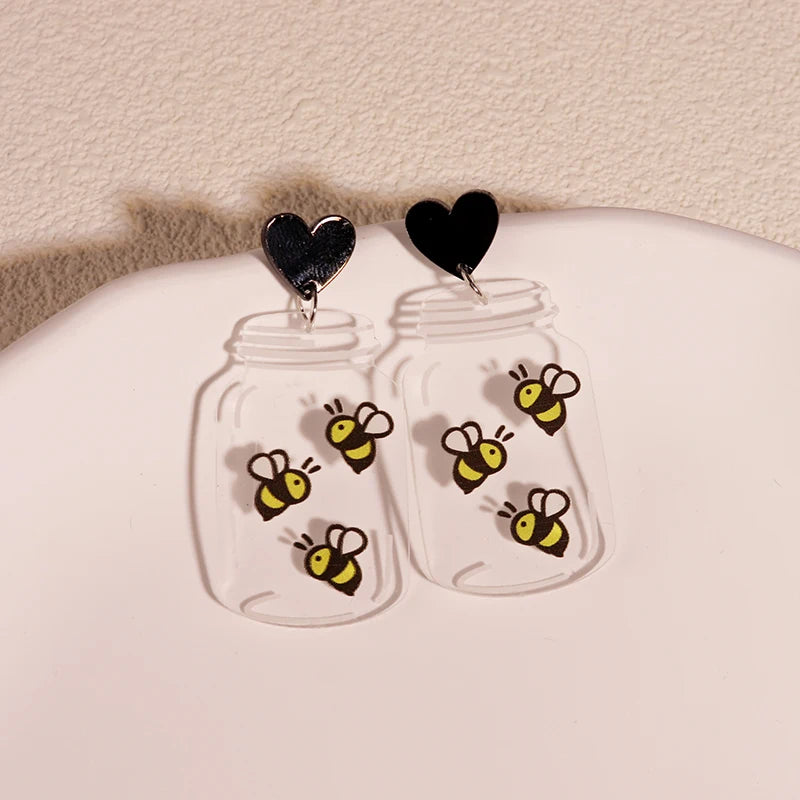 Cute Cat Design Dangle Earrings Acrylic Jewelry Adorable Gift For Women Girls Daily Casual Frog Bee Pig Hamster-Dollar Bargains Online Shopping Australia