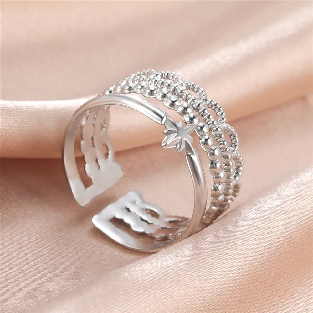 Women Rings Geometric Heart Aesthetic Adjustable Open Finger Ring Fashion Party Jewelry Gifts-Dollar Bargains Online Shopping Australia