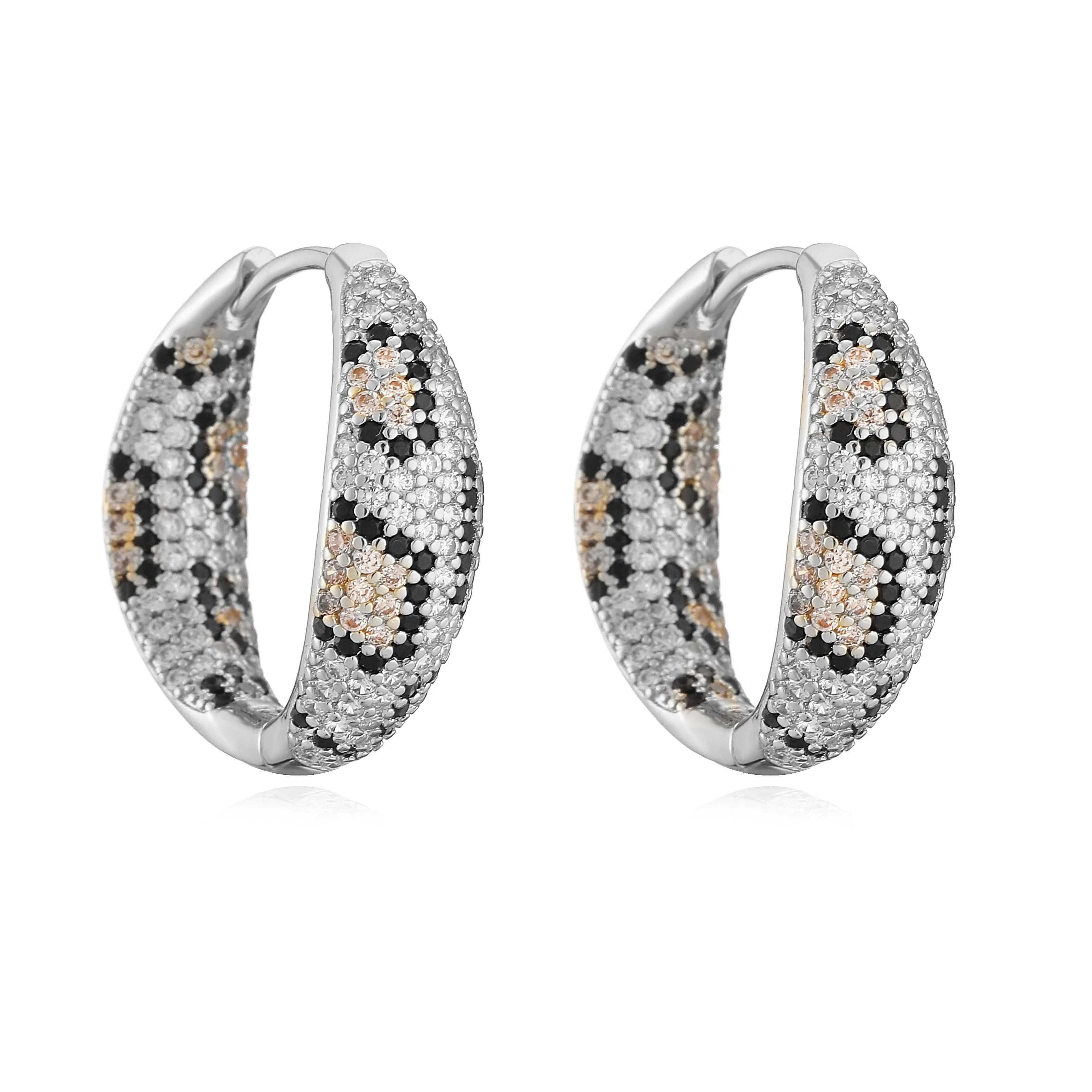 Leopard Print hoop Earrings rings necklace Fashion black white Cubic Zirconia women Geometric Jewelry set-Dollar Bargains Online Shopping Australia