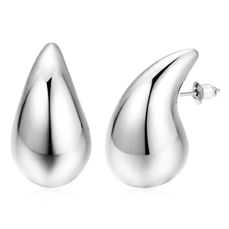 Stainless Steel Smooth Big Oval Stud Earrings for Women Exaggerated Hollow Ball Geometric Ear Buckle Earring Jewelry Gift-Dollar Bargains Online Shopping Australia