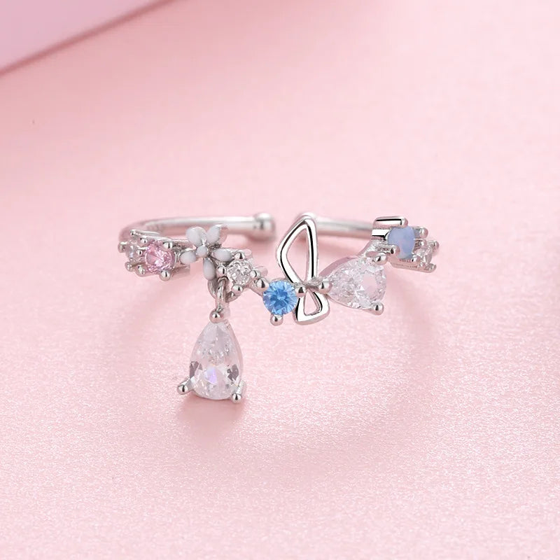 Whale Tale Mermaid Blue Green Leaf Silver Color Finger Rings Stackable Moon Stone Women Jewelry-Dollar Bargains Online Shopping Australia