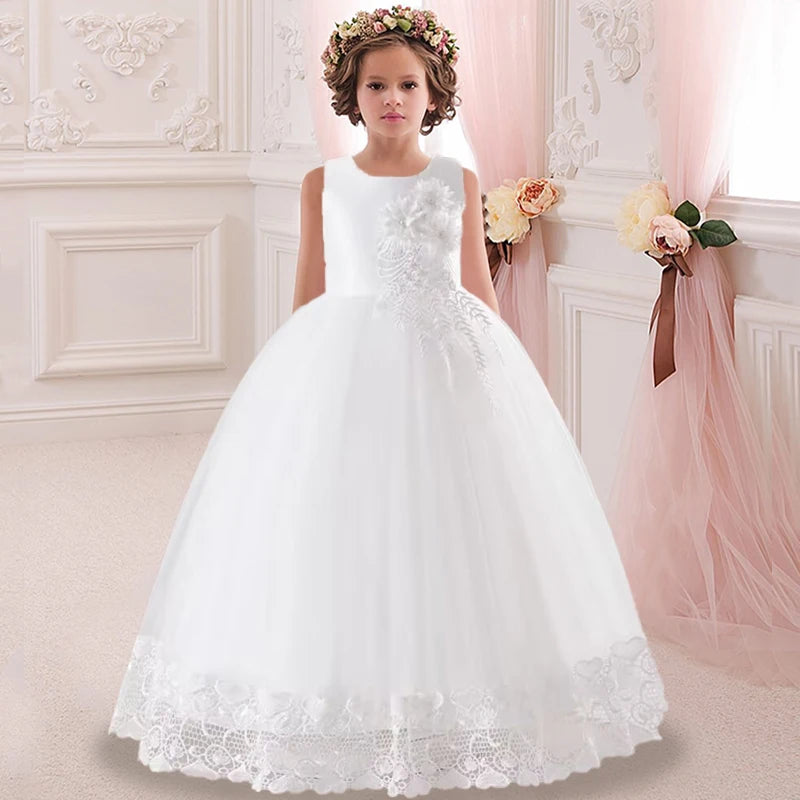 Kids Dress Flower Long Beading Elegant Teenagers Prom Gowns Dresses Girl Party Kid Evening Bridesmaid Princess-Dollar Bargains Online Shopping Australia